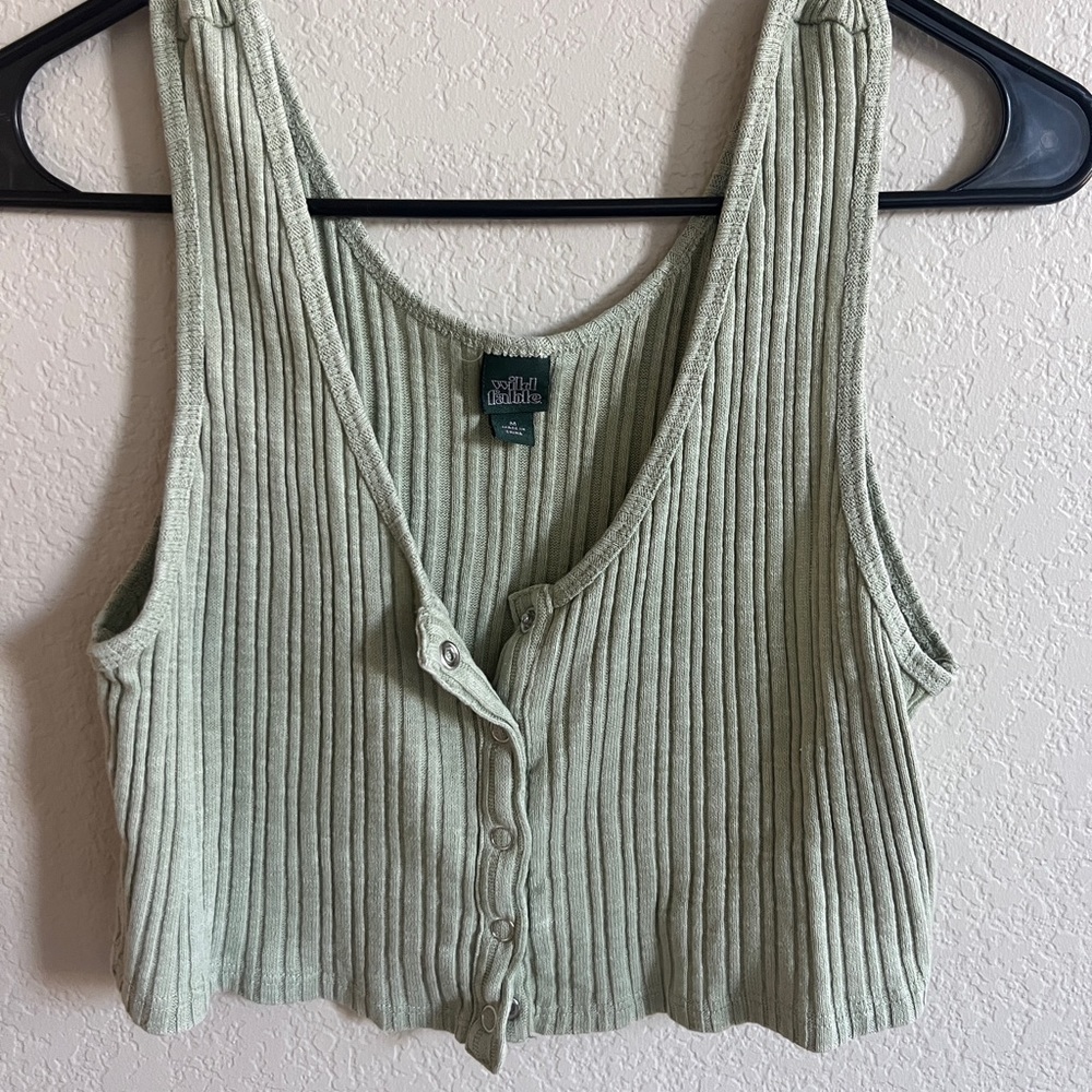 Wild Fable Green Crop Top Button Down